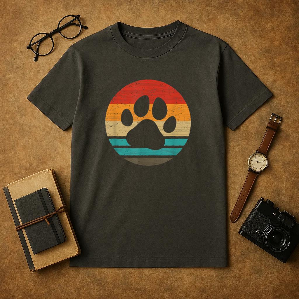 Dog Paw Retro Style Vintage T-Shirt image 0
