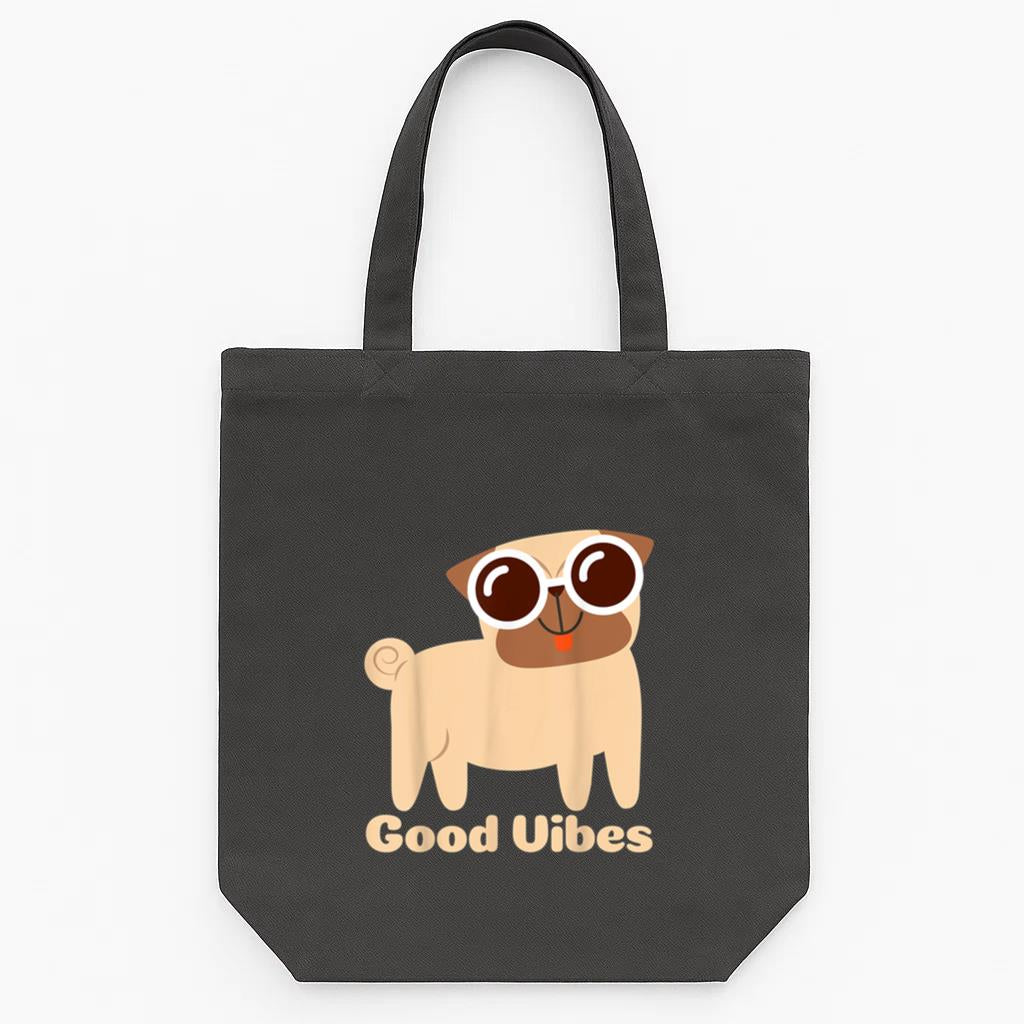Good Vibes Pug Dog Tote Canvas Bag image 0