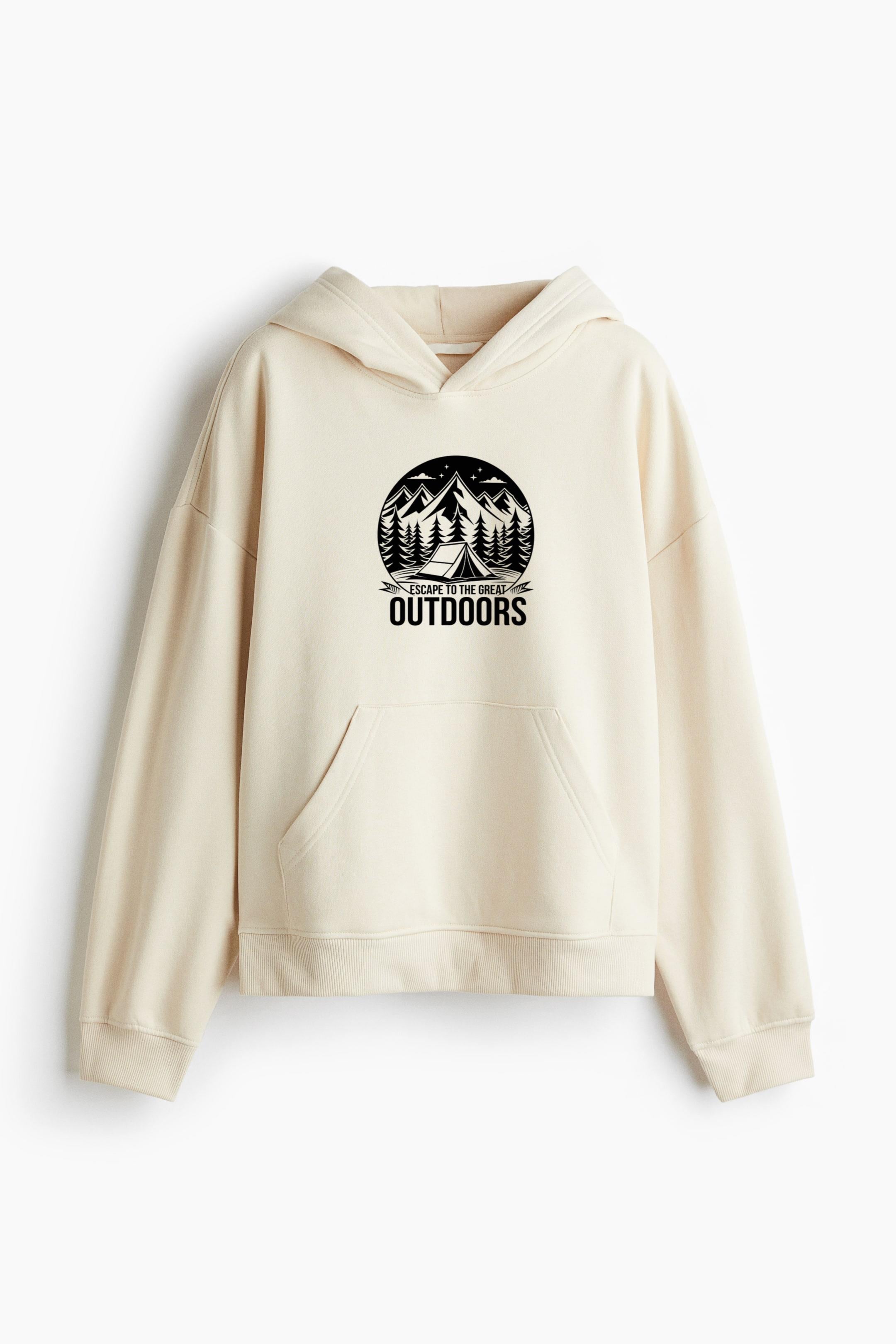 Nature Hiking Focused Flat Loose-Fit Printed Hoodie image 0