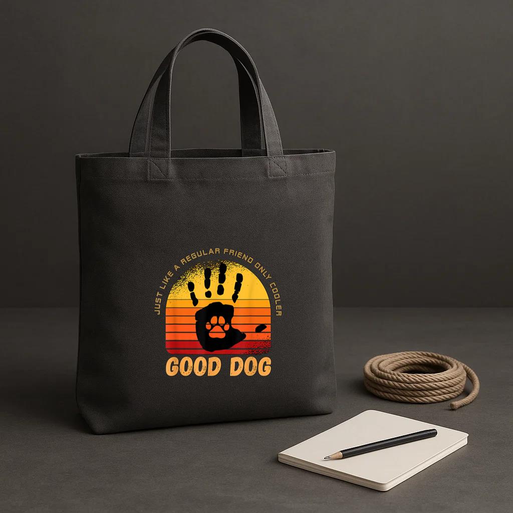 Funny Good Dog High Five Best Friend Tote Canvas Bag image 1