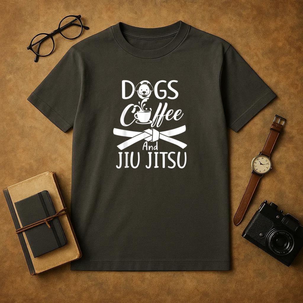 Dogs Coffee And Jiu Jitsu T-Shirt image 0