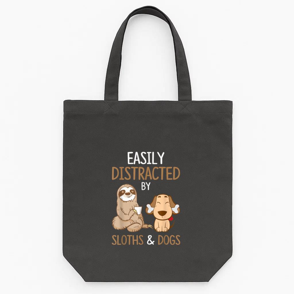 Easily Distracted By Sloths And Dogs Tote Canvas Bag image 0