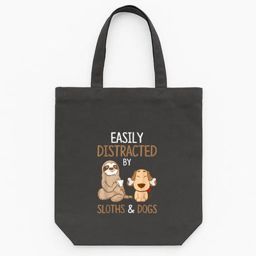 Easily Distracted By Sloths And Dogs Tote Canvas Bag image 0