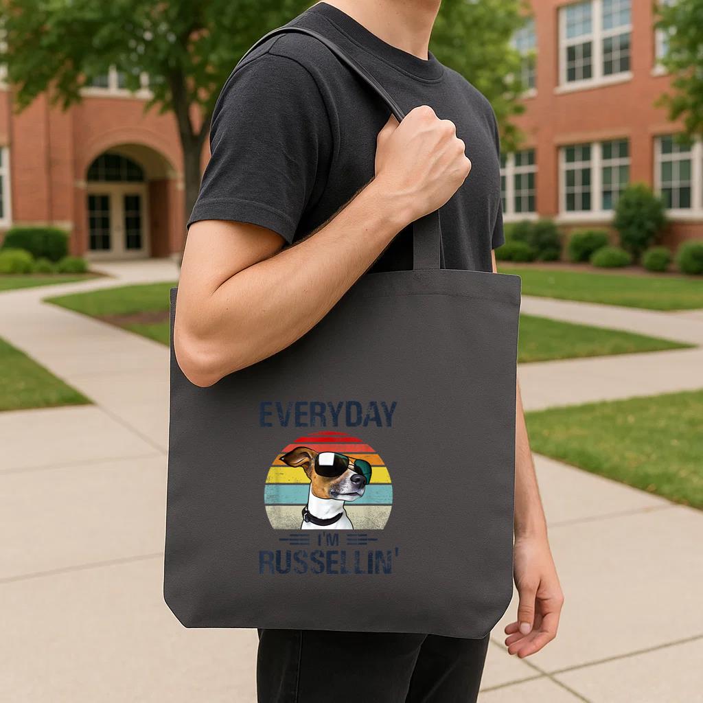 Everyday Im Russellin Dog Tote Canvas Bag image 3