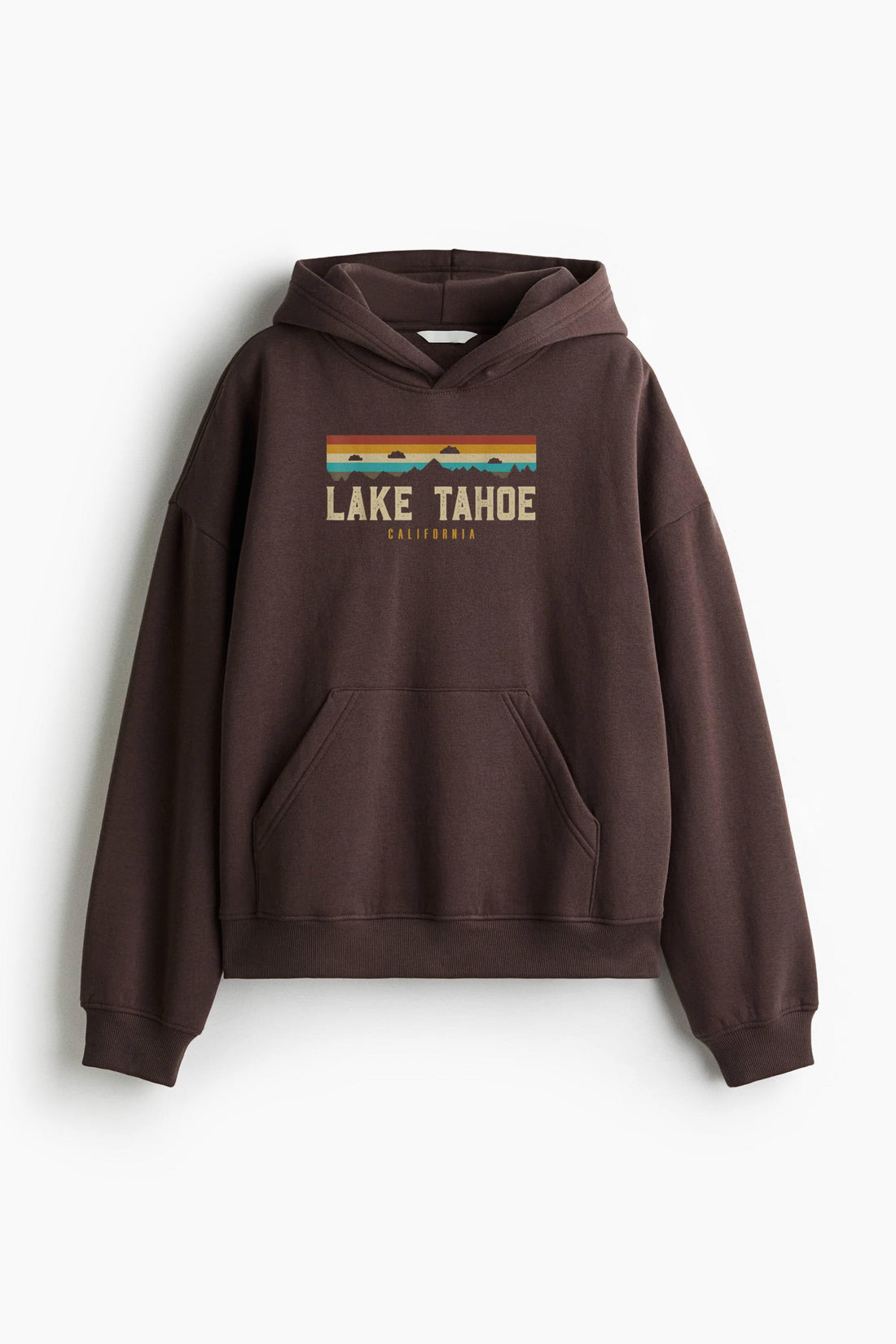 Lake Tahoe Vintage Mountains Hiking Camping California Loose-Fit Printed Hoodie image 0