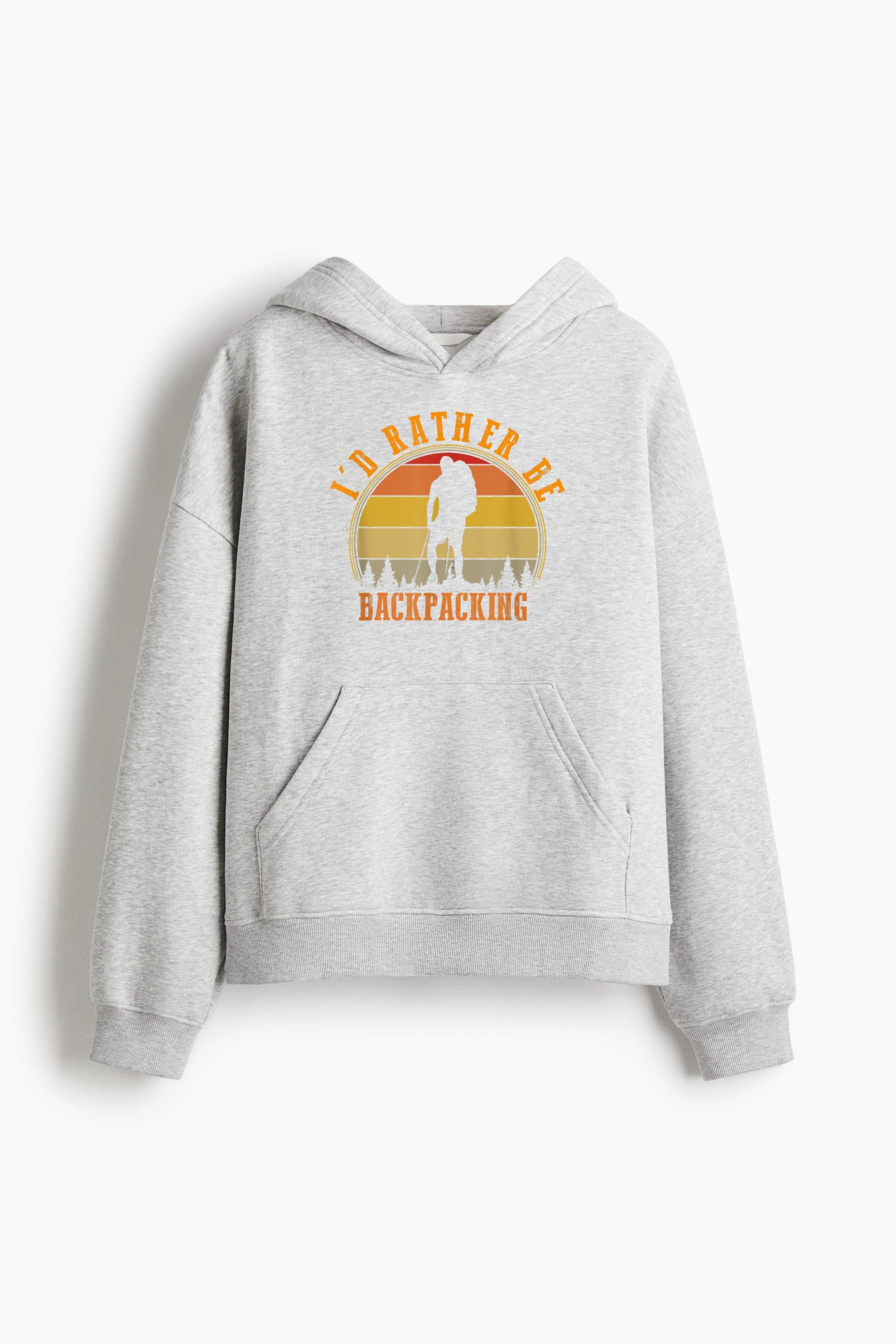 Id Rather Be Backpacking Hiking Camping Loose-Fit Printed Hoodie image 3