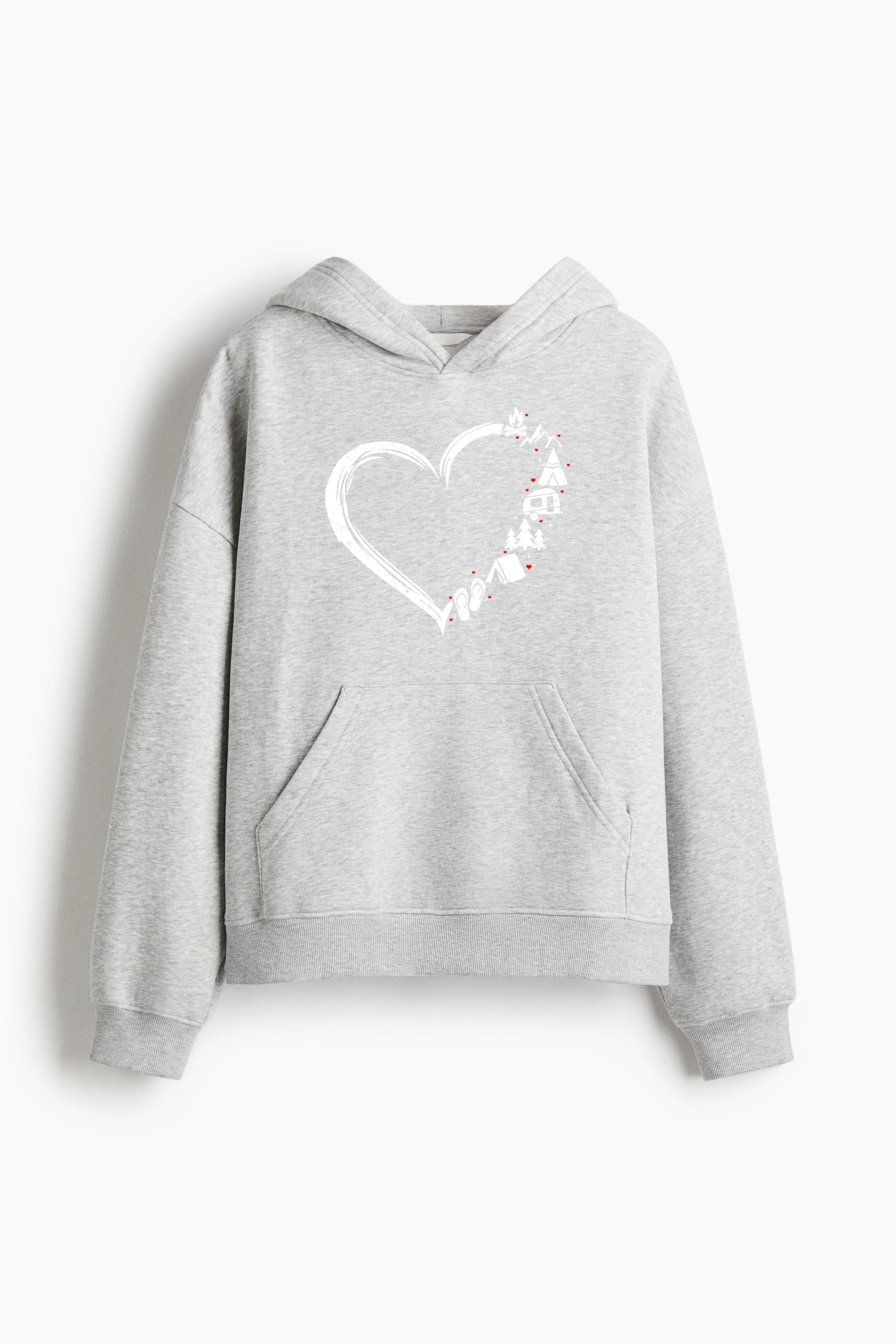 Heart Camping And Hiking Loose-Fit Printed Hoodie image 3