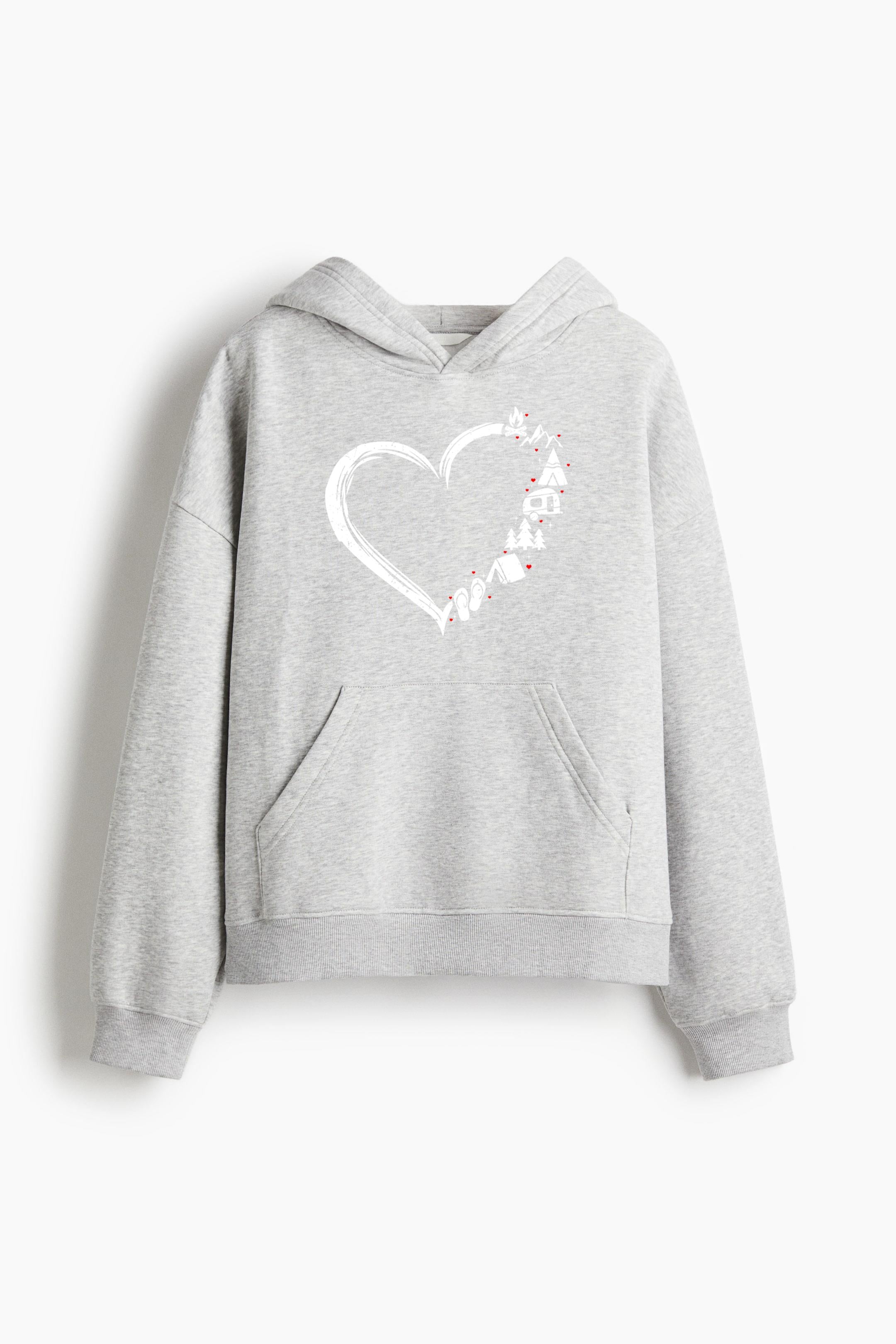 Heart Camping And Hiking Loose-Fit Printed Hoodie image 3