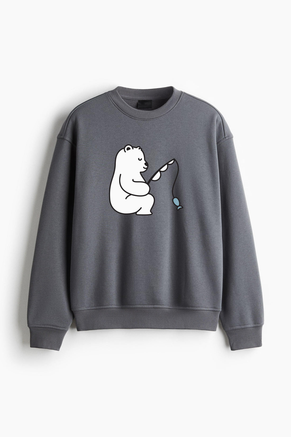 Cute Polar Bear Fishing Design Regular Fit Printed Sweatshirt  image 0