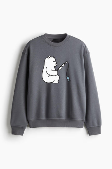 Cute Polar Bear Fishing Design Regular Fit Printed Sweatshirt  image 0