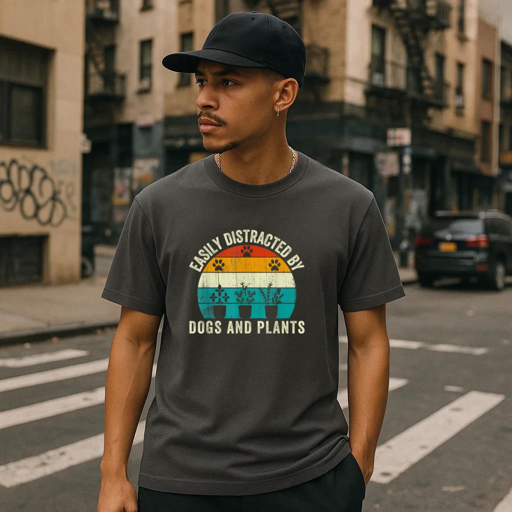 Easily Distracted By Dogs And Plants T-Shirt image 1