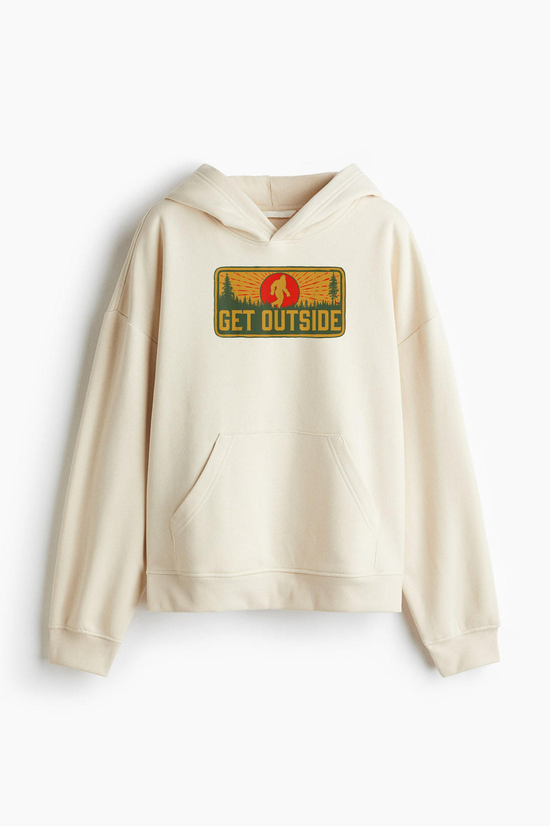 Get Outside Vintage Bigfoot Hiking Loose-Fit Printed Hoodie image 0