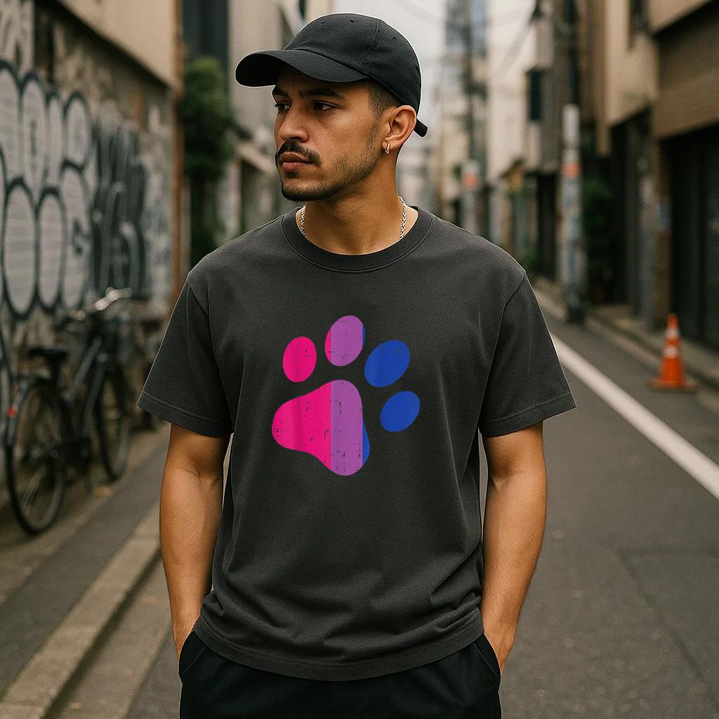 Dog Paw Print LGBTQ Bisexual Flag T-Shirt image 2