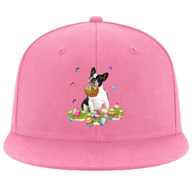 Boston Terrier Bunny Dog With Easter Eggs Basket Butterflies Cap image 0