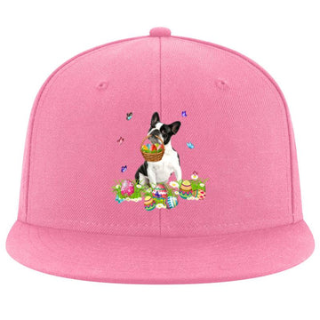 Boston Terrier Bunny Dog With Easter Eggs Basket Butterflies Cap image 0