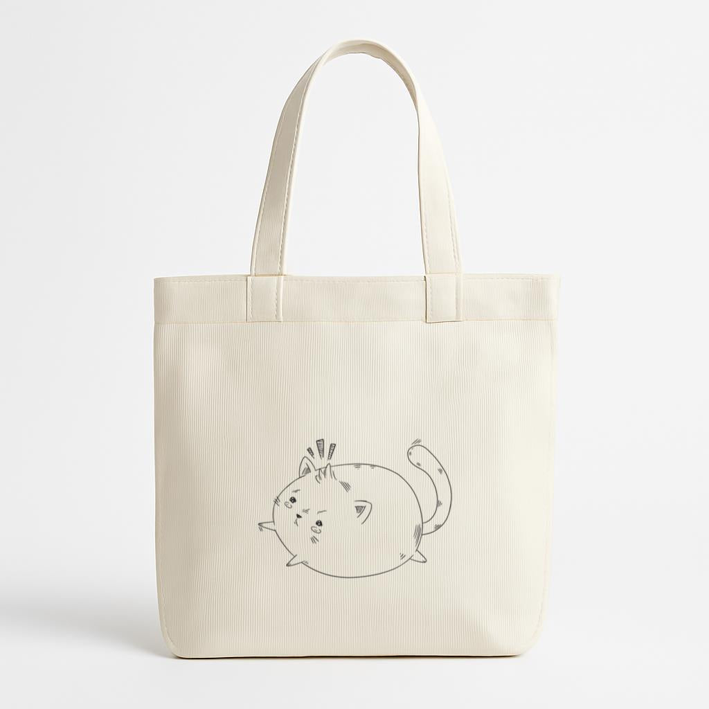 Black And White Drawing Of A Chunky Cat Canvas Tote Bag image 0