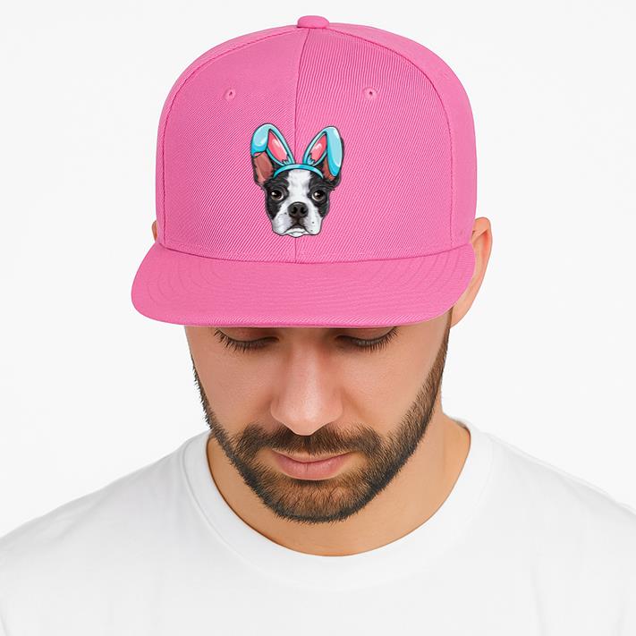 Boston Terrier Easter Bunny Ears Funny Boys Girls Kids Dog Cap image 3