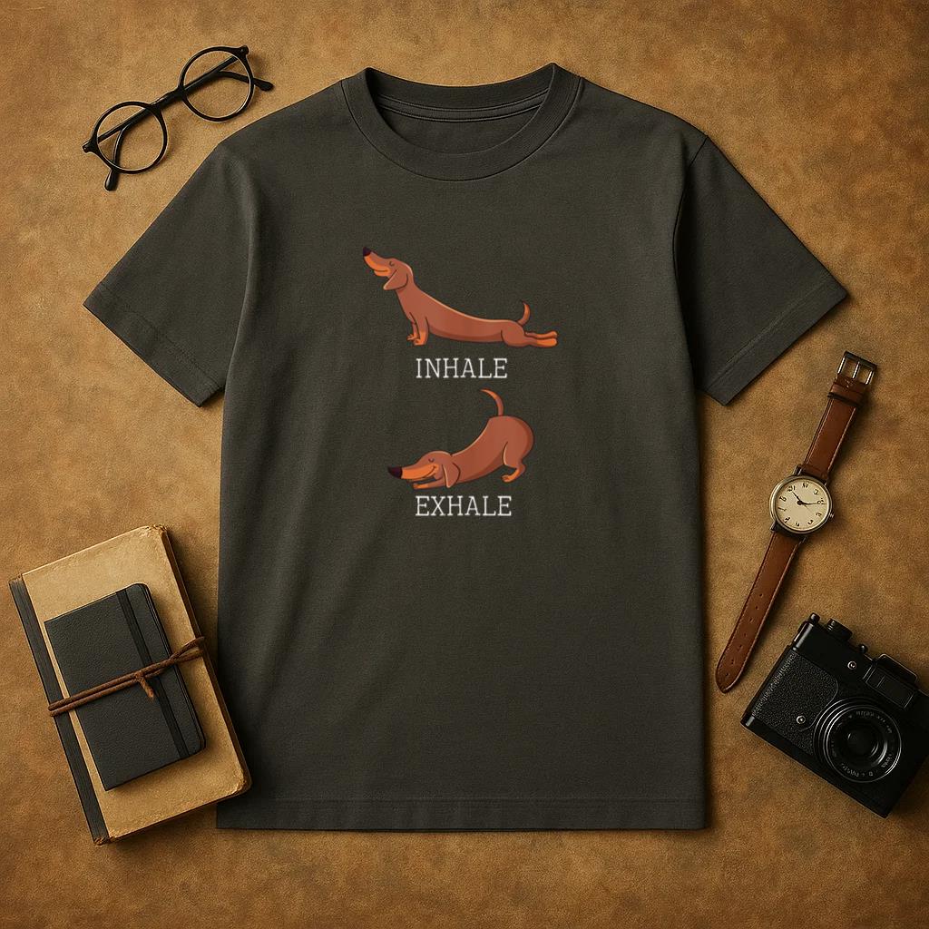 Dachshund Weiner Dog Yoga Inhale Exhale T-Shirt image 0