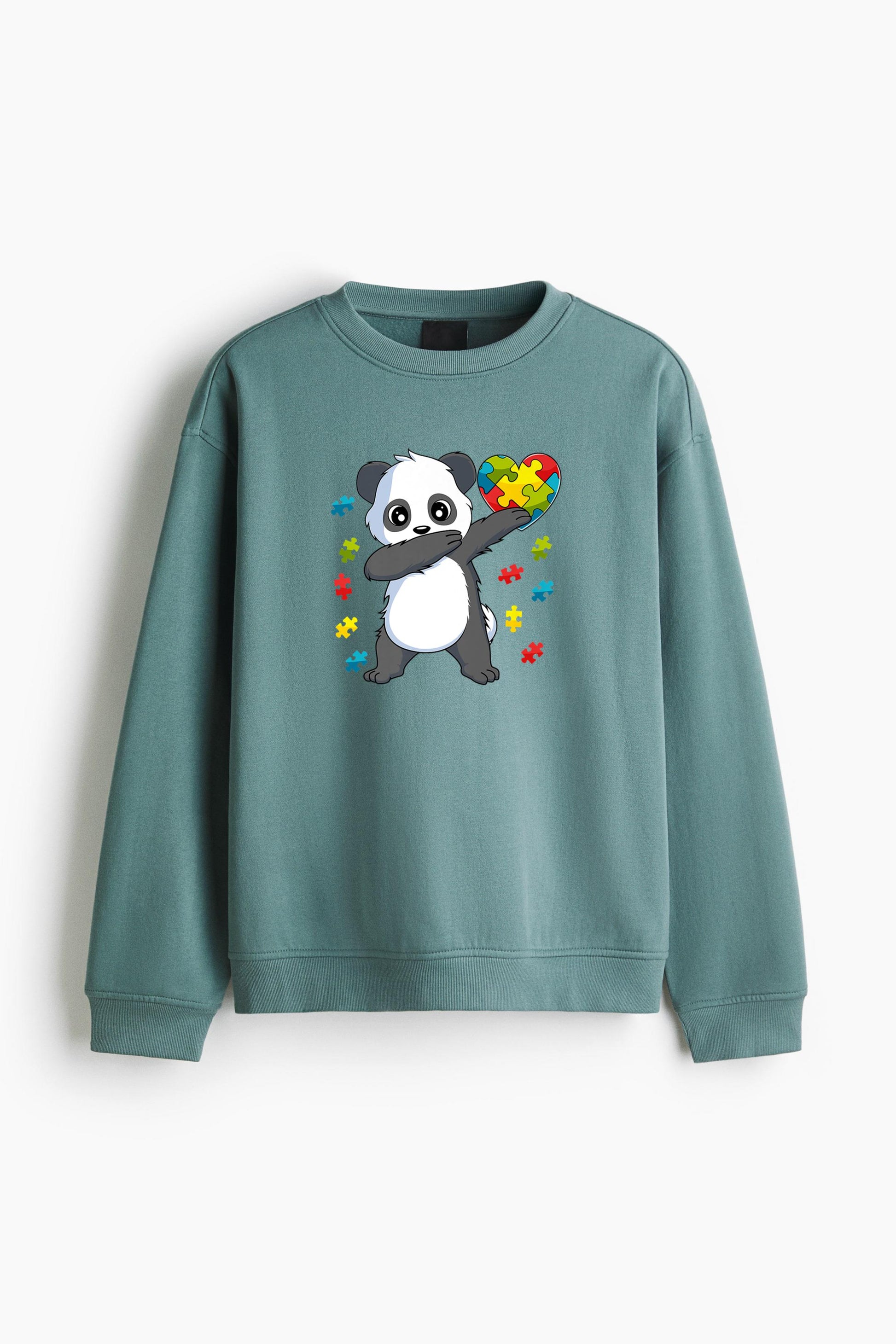 Autism Awareness Dabbing Panda Bear Puzzle Regular Fit Printed Sweatshirt  image 3