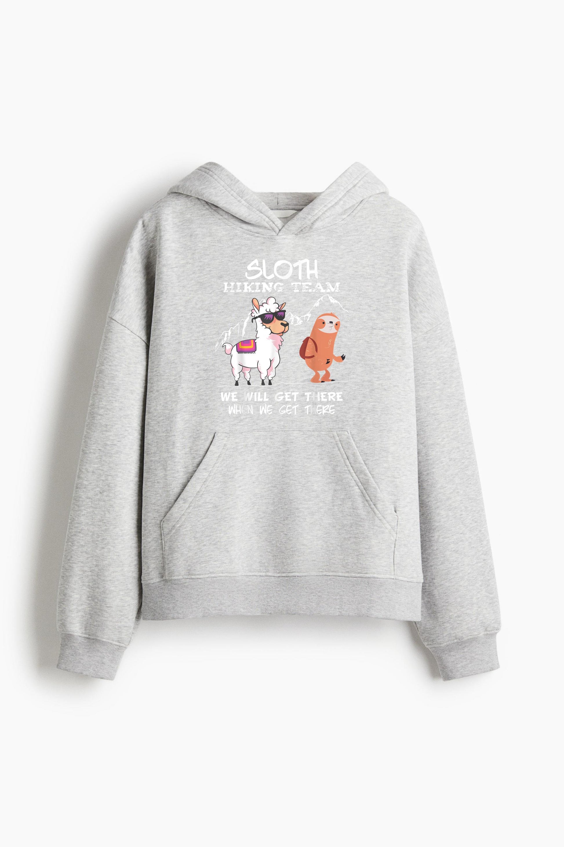 Sloth Hiking Team Loose-Fit Printed Hoodie image 3