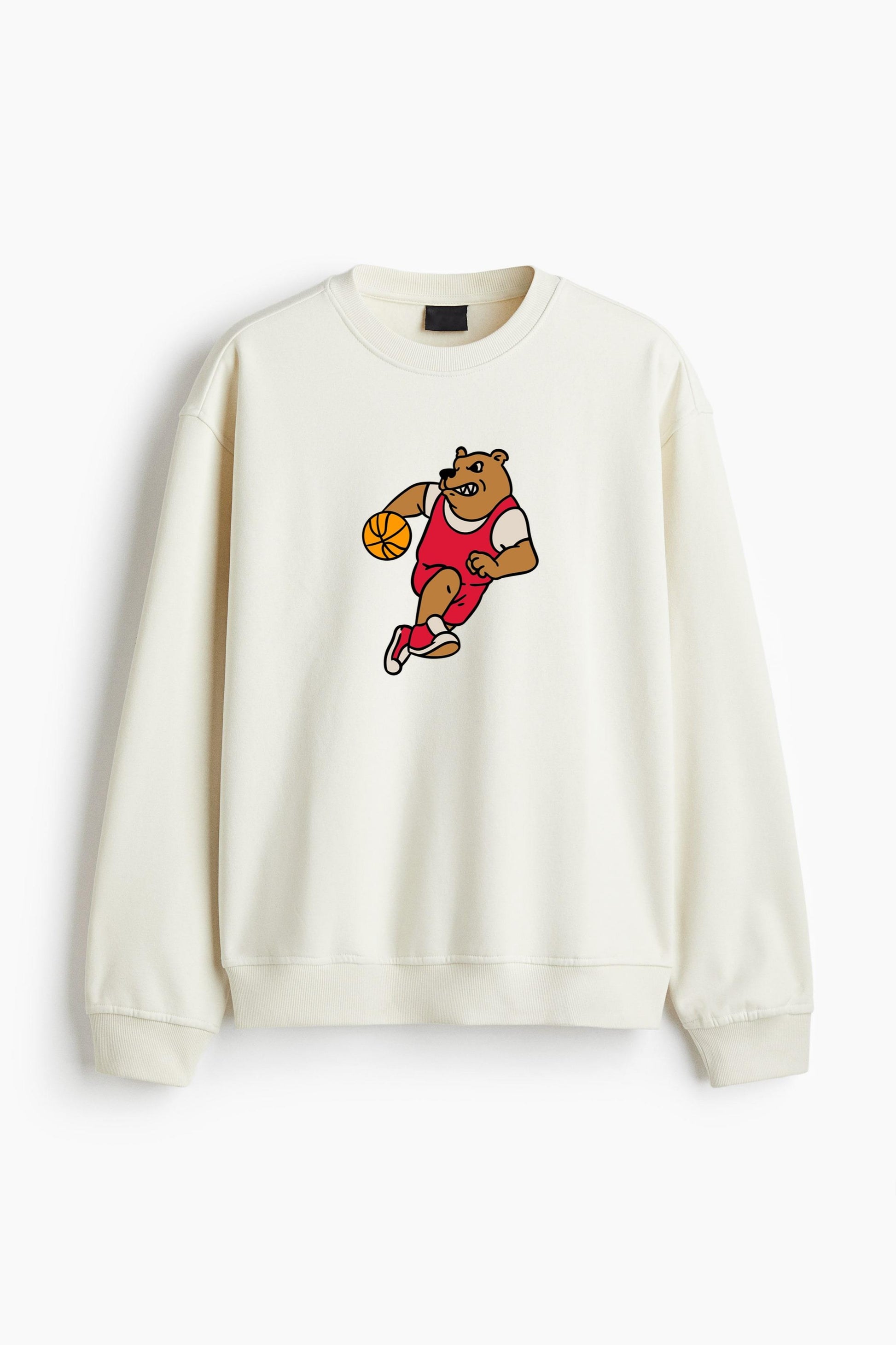 Cartoon Bear Running With A Basketball Ball Regular Fit Printed Sweatshirt  image 2