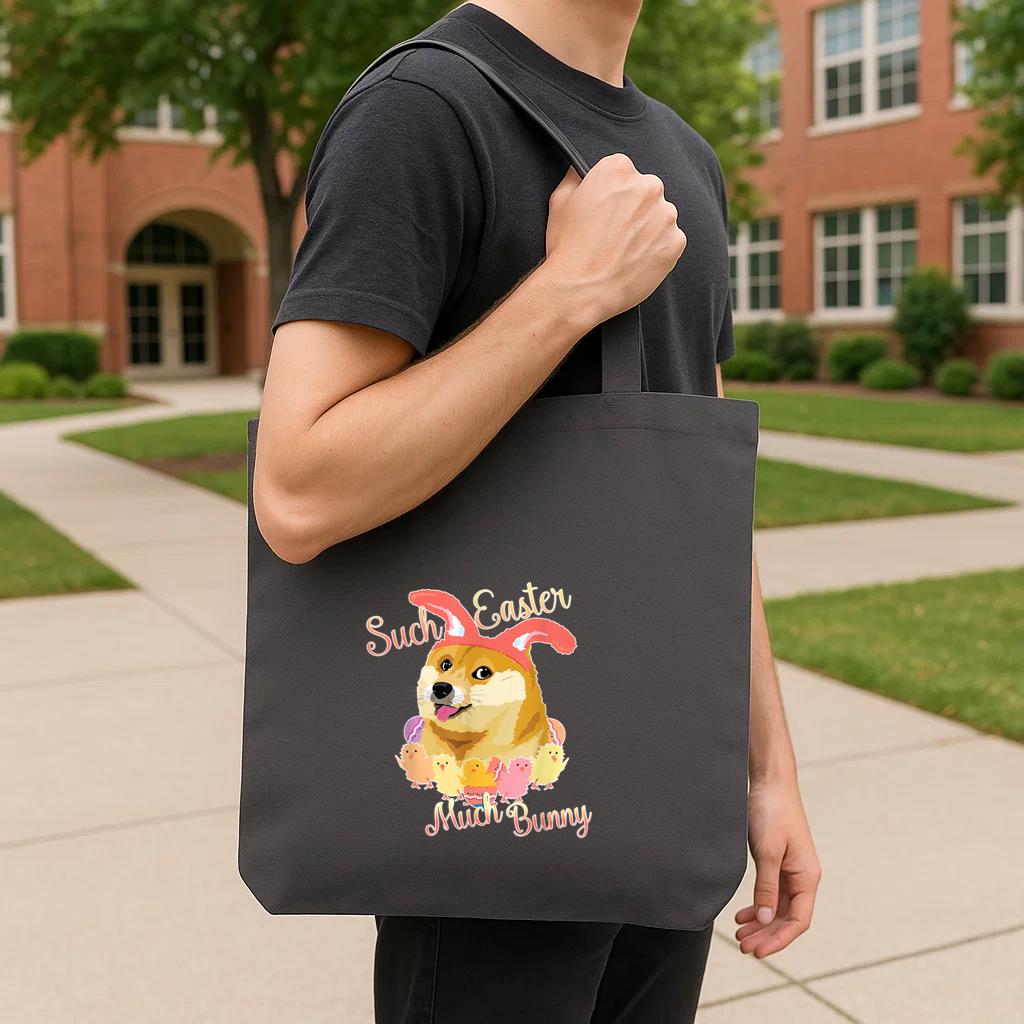 Happy Easter Doge Shiba Inu Such Easter Much Bunny Tote Canvas Bag image 3