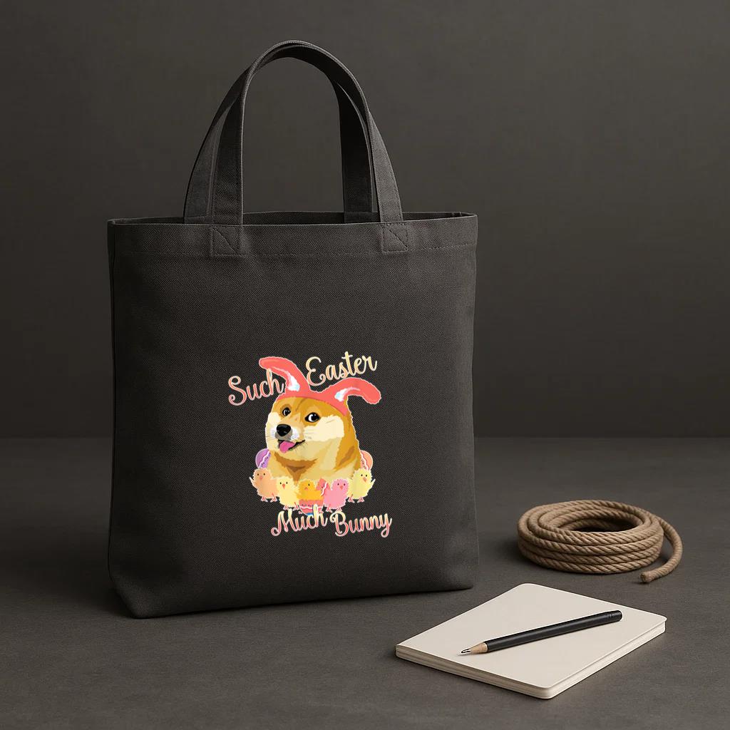 Happy Easter Doge Shiba Inu Such Easter Much Bunny Tote Canvas Bag image 1