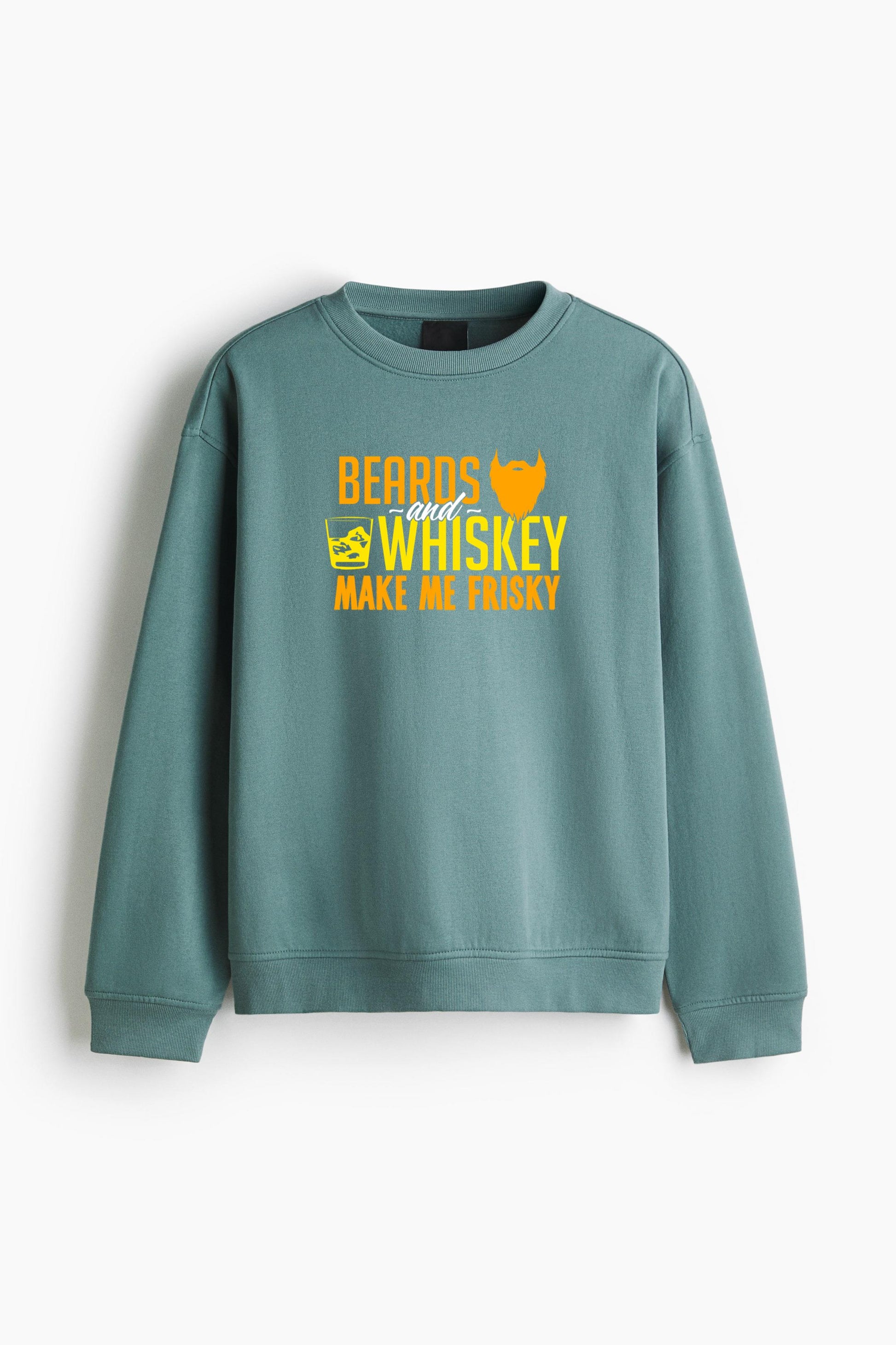 Beards And Whiskey Makes Me Frisky Regular Fit Printed Sweatshirt  image 3