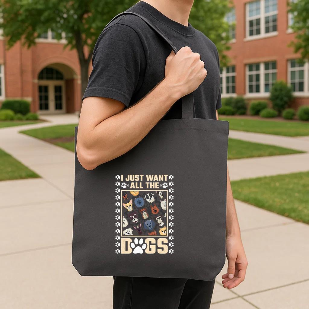 I Just Want All The Dogs Tote Canvas Bag image 3