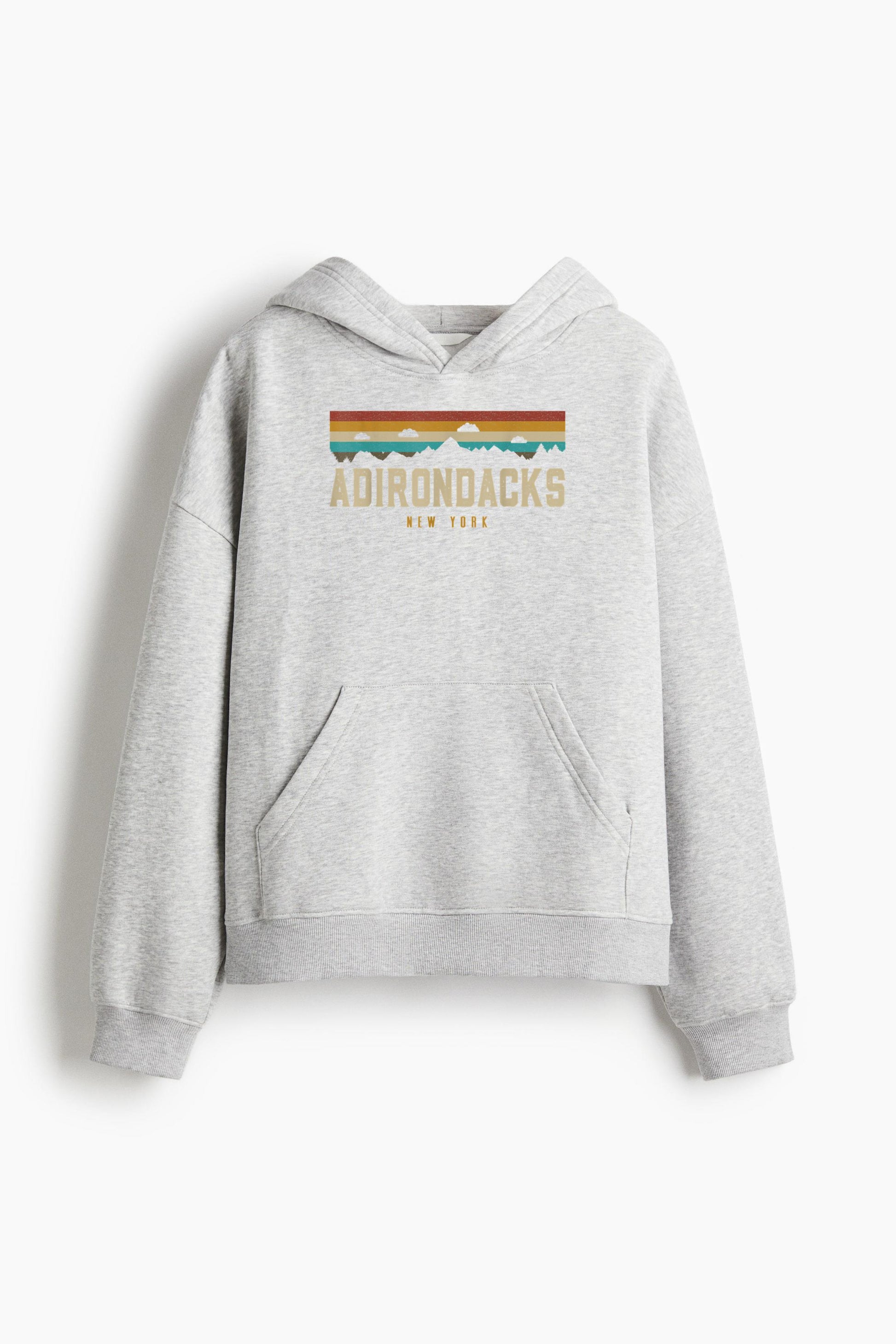 Adirondacks Vintage Mountains Hiking Camping Loose-Fit Printed Hoodie image 3