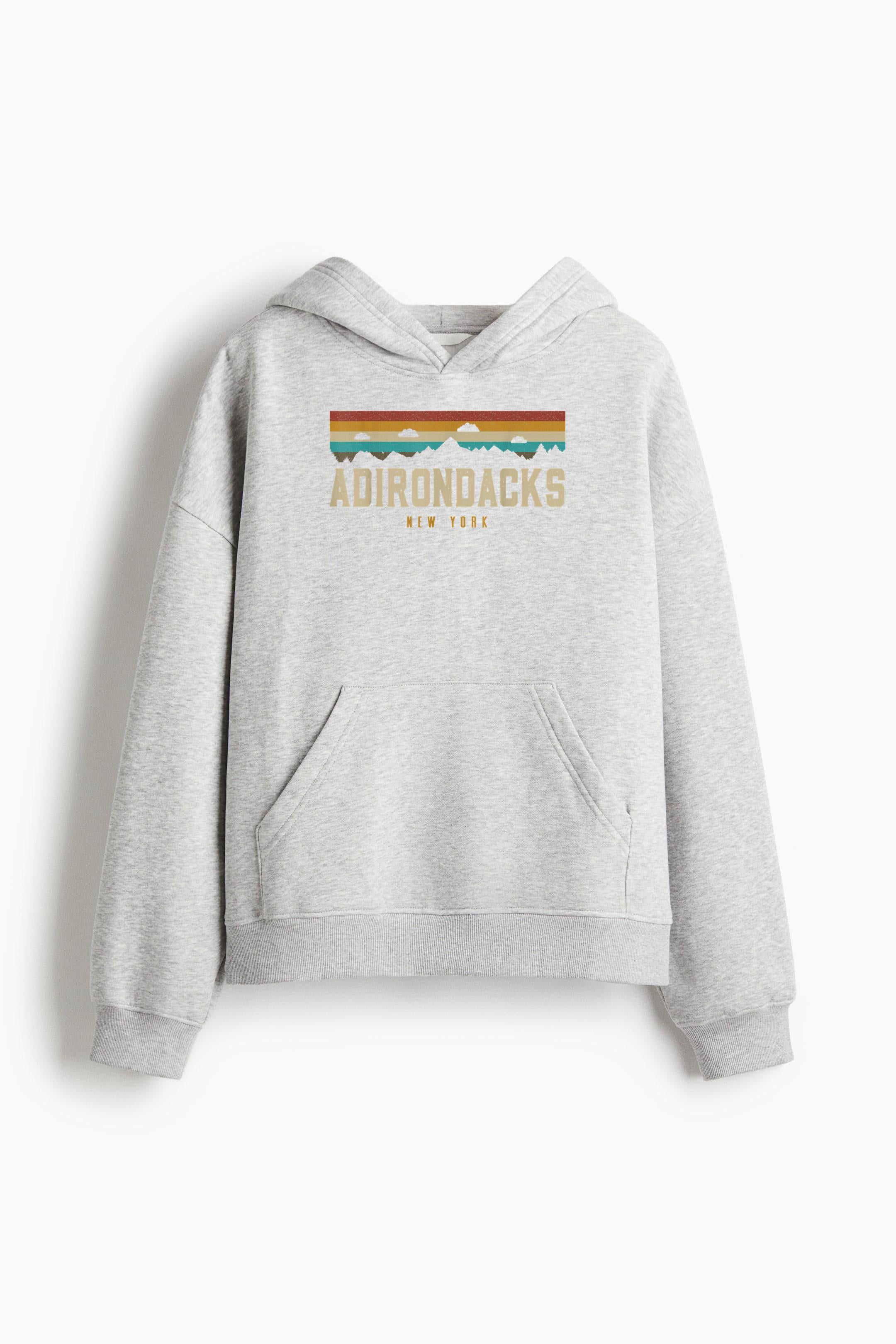 Adirondacks Vintage Mountains Hiking Camping Loose-Fit Printed Hoodie image 3