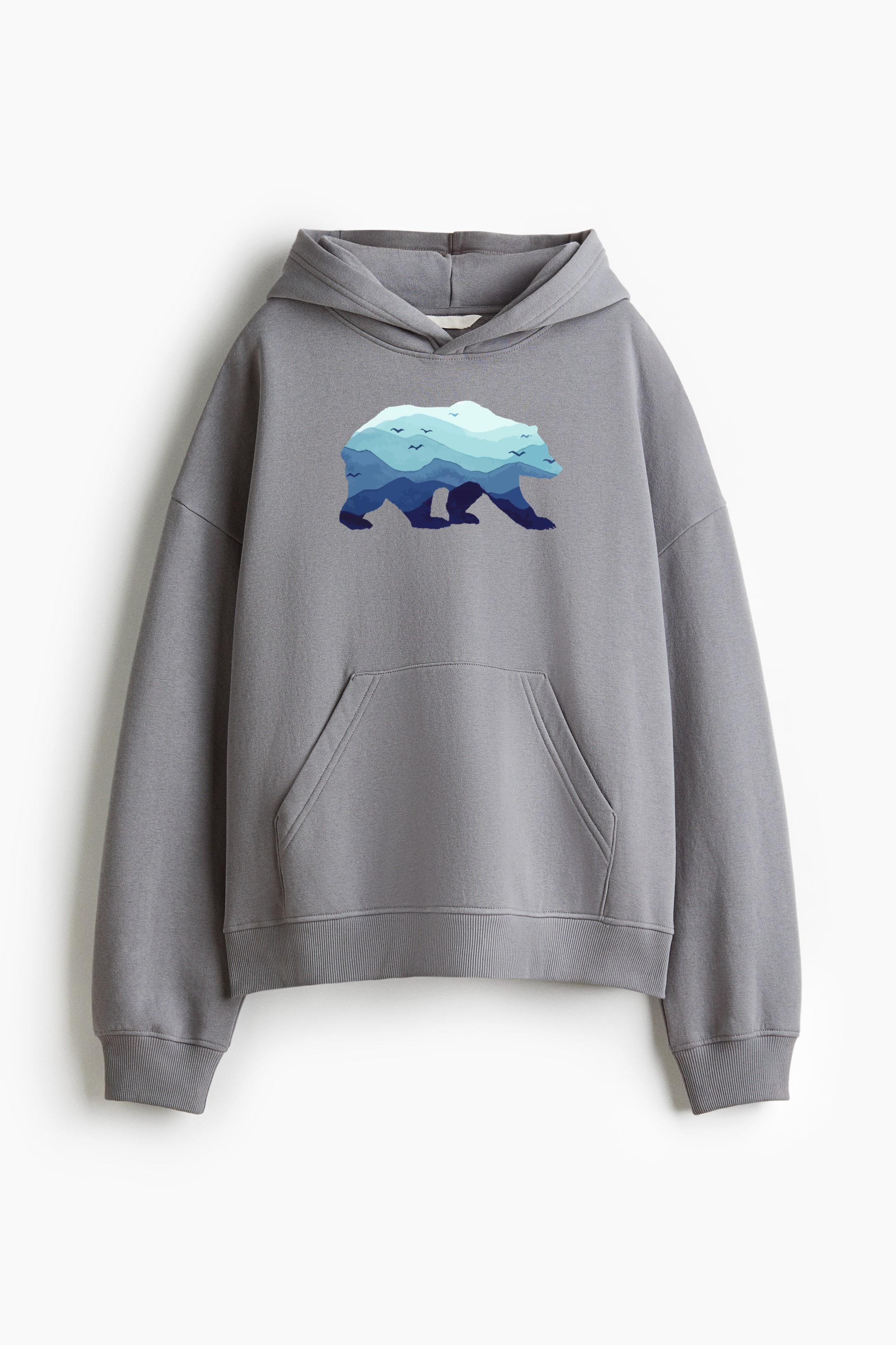 Bear Mountains Grizzly Hiking Camping Loose-Fit Printed Hoodie image 2