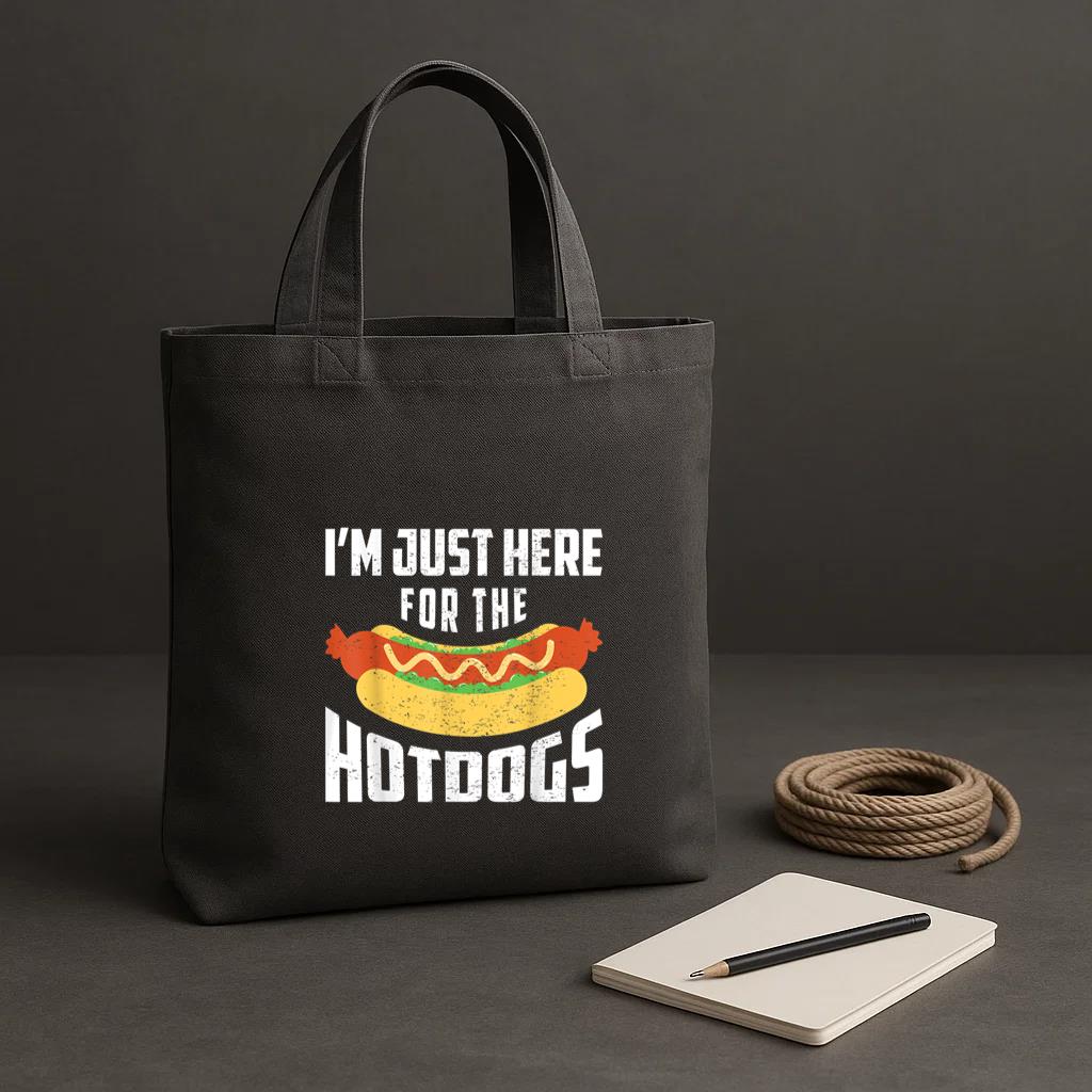 Hotdog Im Just Here For The Hot Dogs Tote Canvas Bag image 1