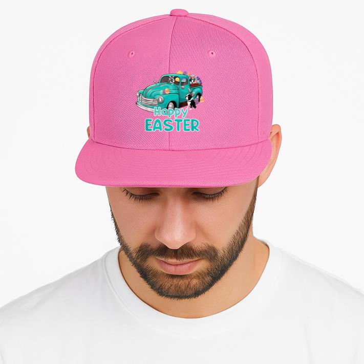 Bunny Boston Terrier happy easter day truck dog men women Cap image 3