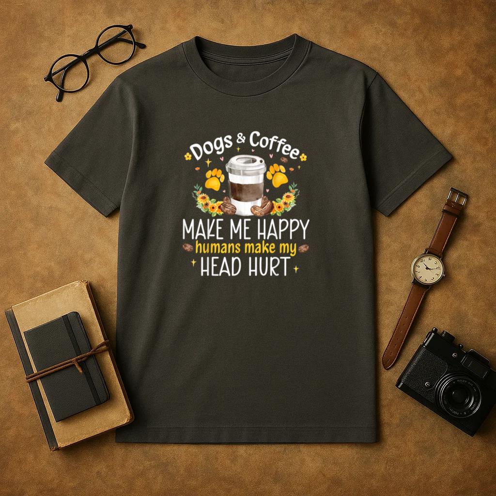 Dogs And Coffee Make Me Happy T-Shirt image 0