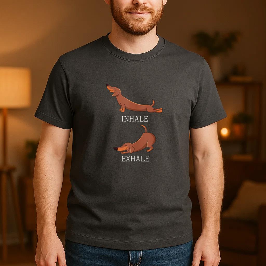 Dachshund Weiner Dog Yoga Inhale Exhale T-Shirt image 3
