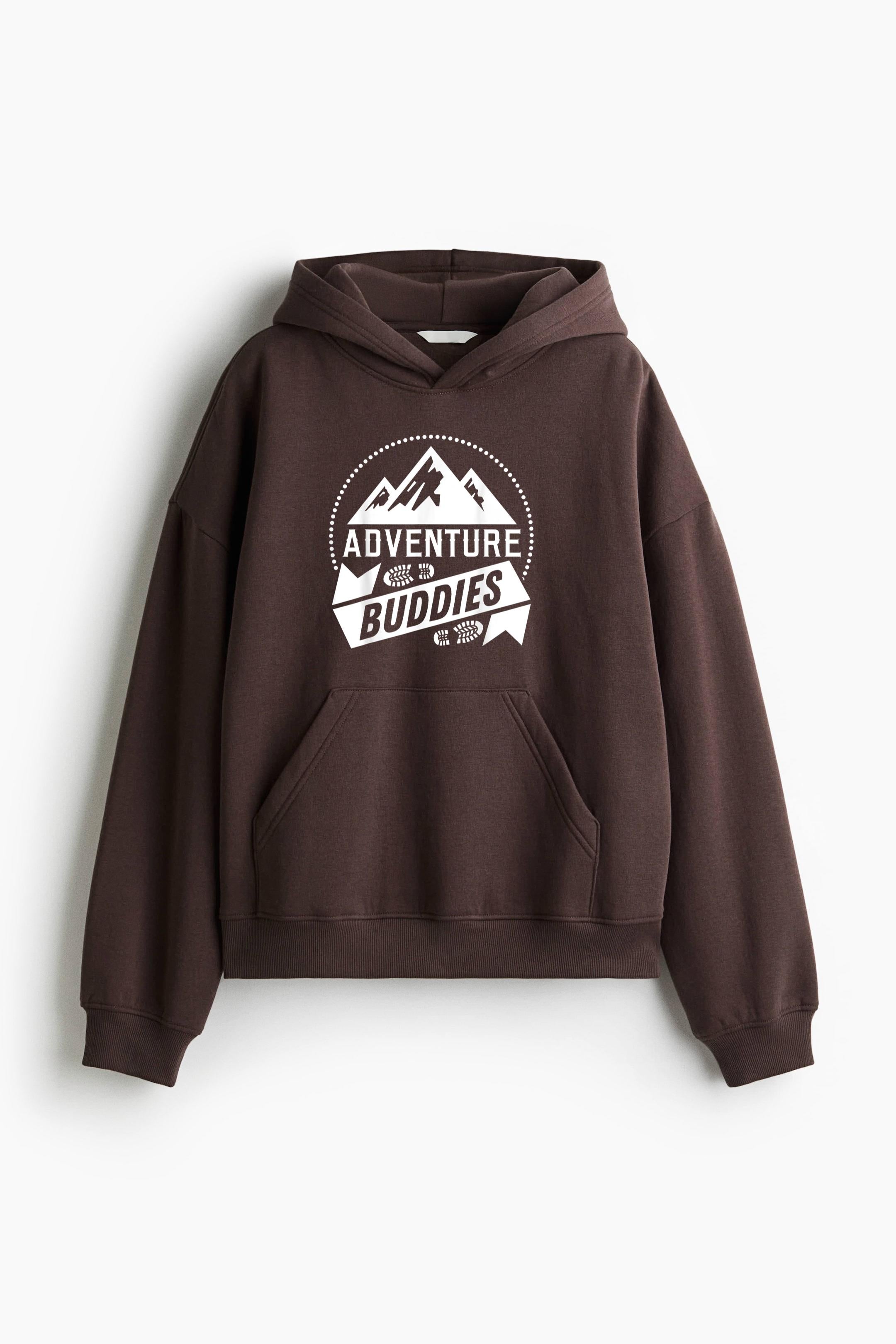 Hiking Adventure Buddies Camping Loose-Fit Printed Hoodie image 1