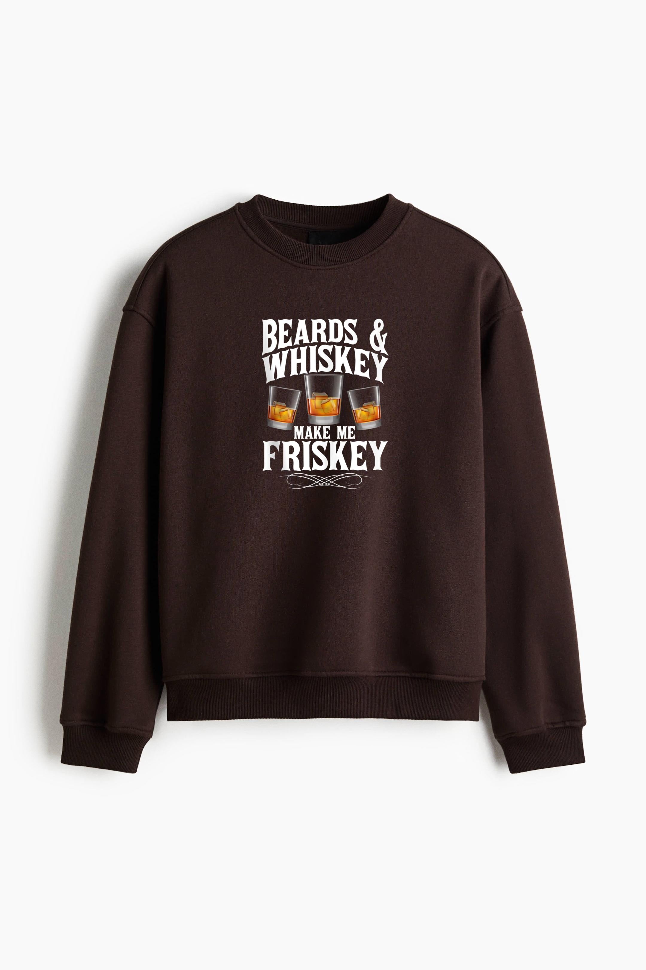 Beards And Whiskey Make Me Frisky Regular Fit Printed Sweatshirt  image 1