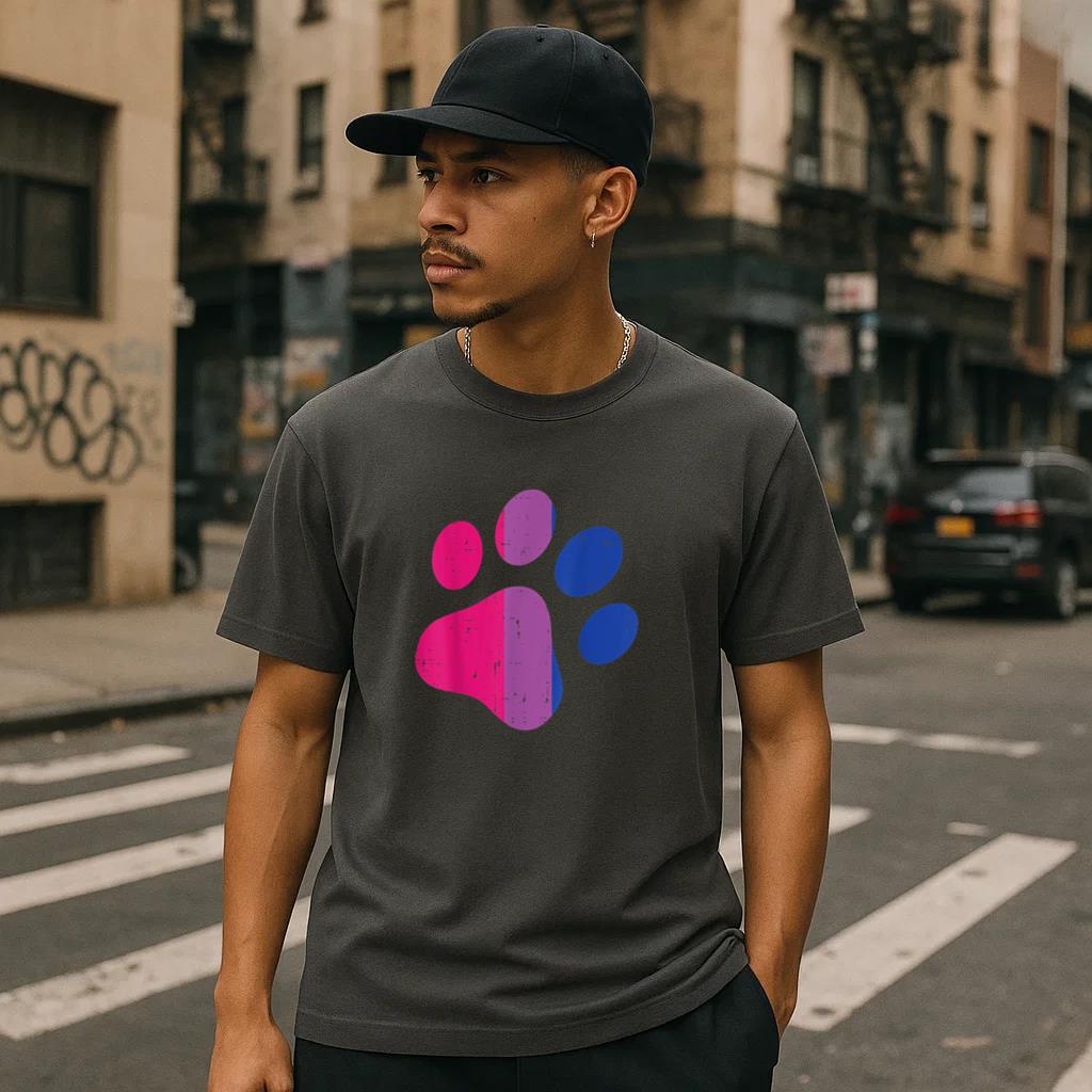 Dog Paw Print LGBTQ Bisexual Flag T-Shirt image 1