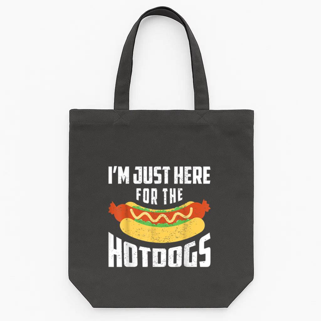 Hotdog Im Just Here For The Hot Dogs Tote Canvas Bag image 0