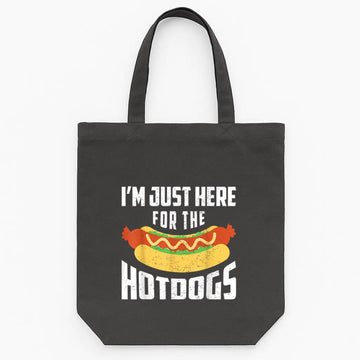Hotdog Im Just Here For The Hot Dogs Tote Canvas Bag image 0