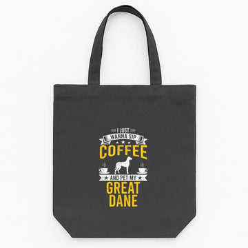 I Just Wanna Coffee And Pet My Great Dane Dog Tote Canvas Bag image 0