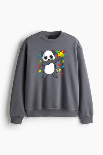 Autism Awareness Dabbing Panda Bear Puzzle Regular Fit Printed Sweatshirt  image 0