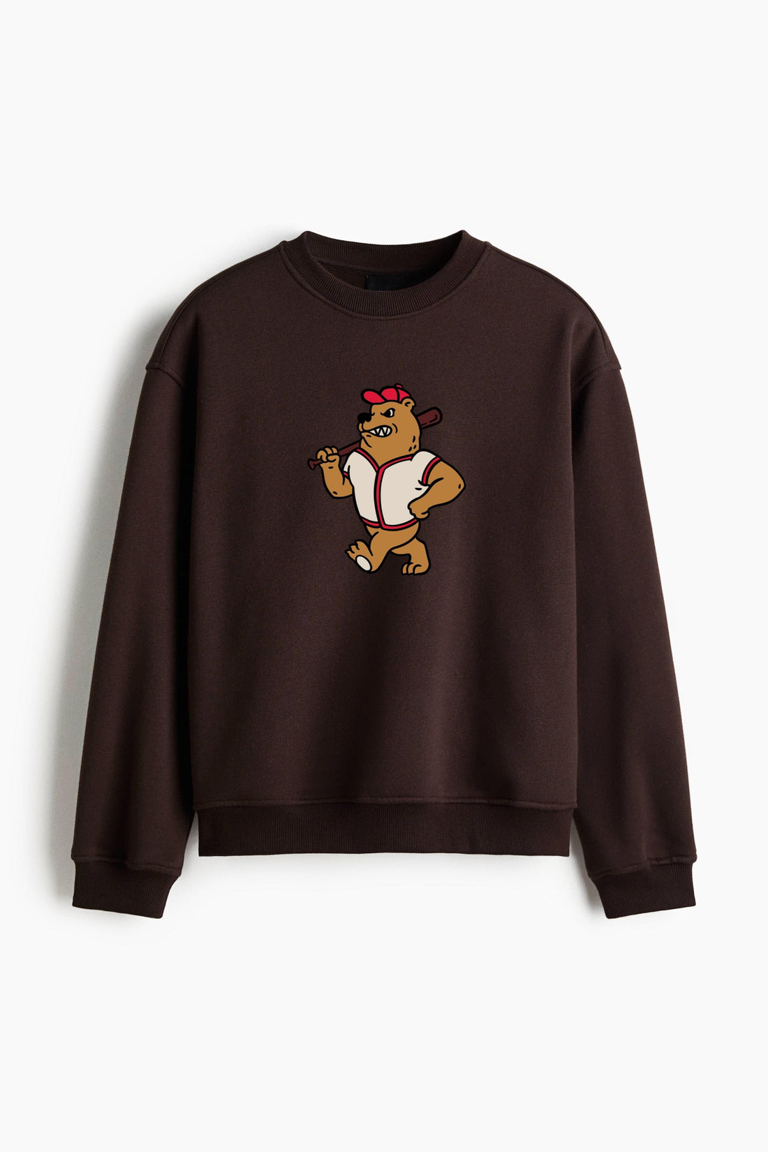 Cartoon Bear Holding A Baseball Bat Regular Fit Printed Sweatshirt  image 0