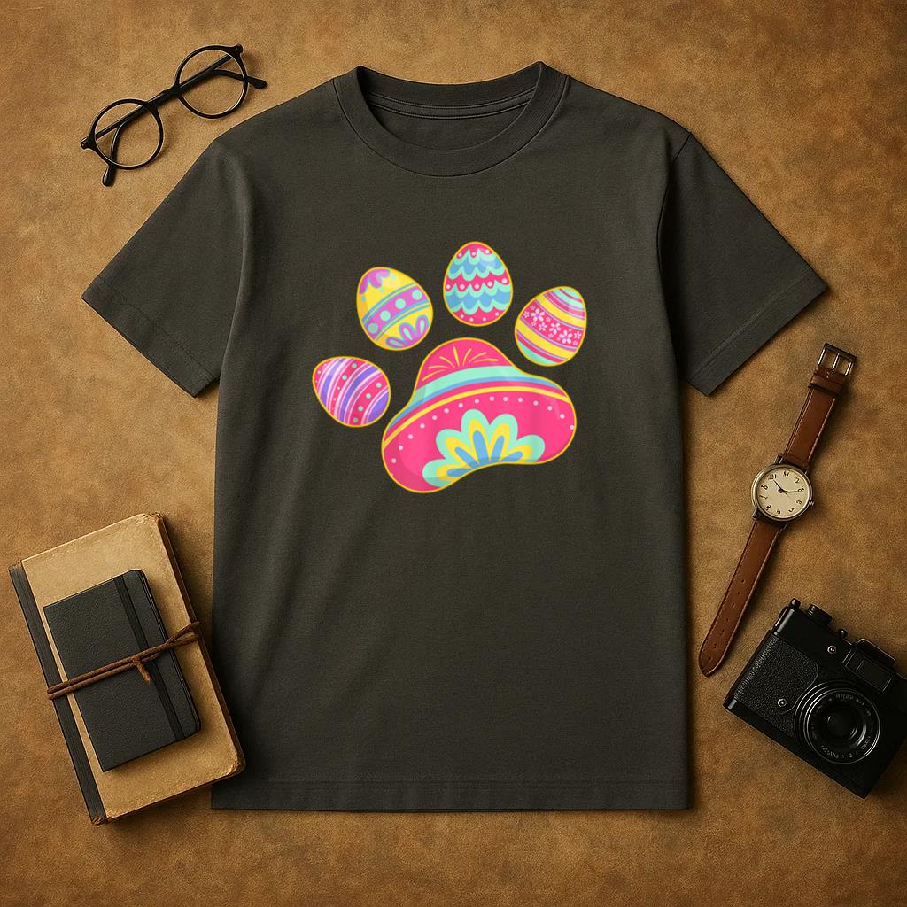 Dog Cat Paw Easter Egg T-Shirt image 0