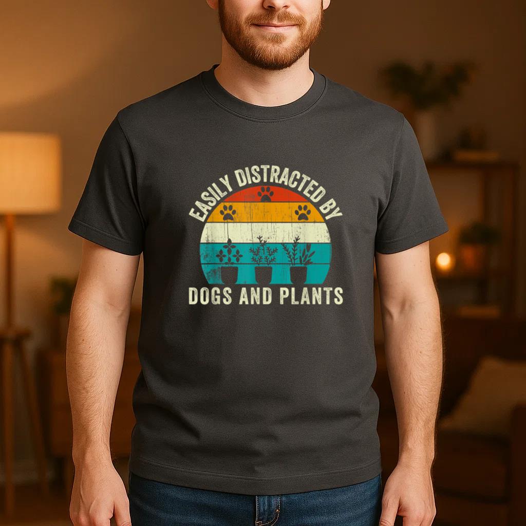 Easily Distracted By Dogs And Plants T-Shirt image 3