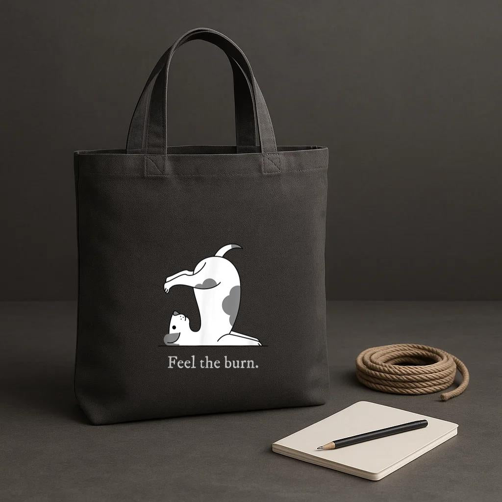 Feel The Burn Yoga Dog Tote Canvas Bag image 1