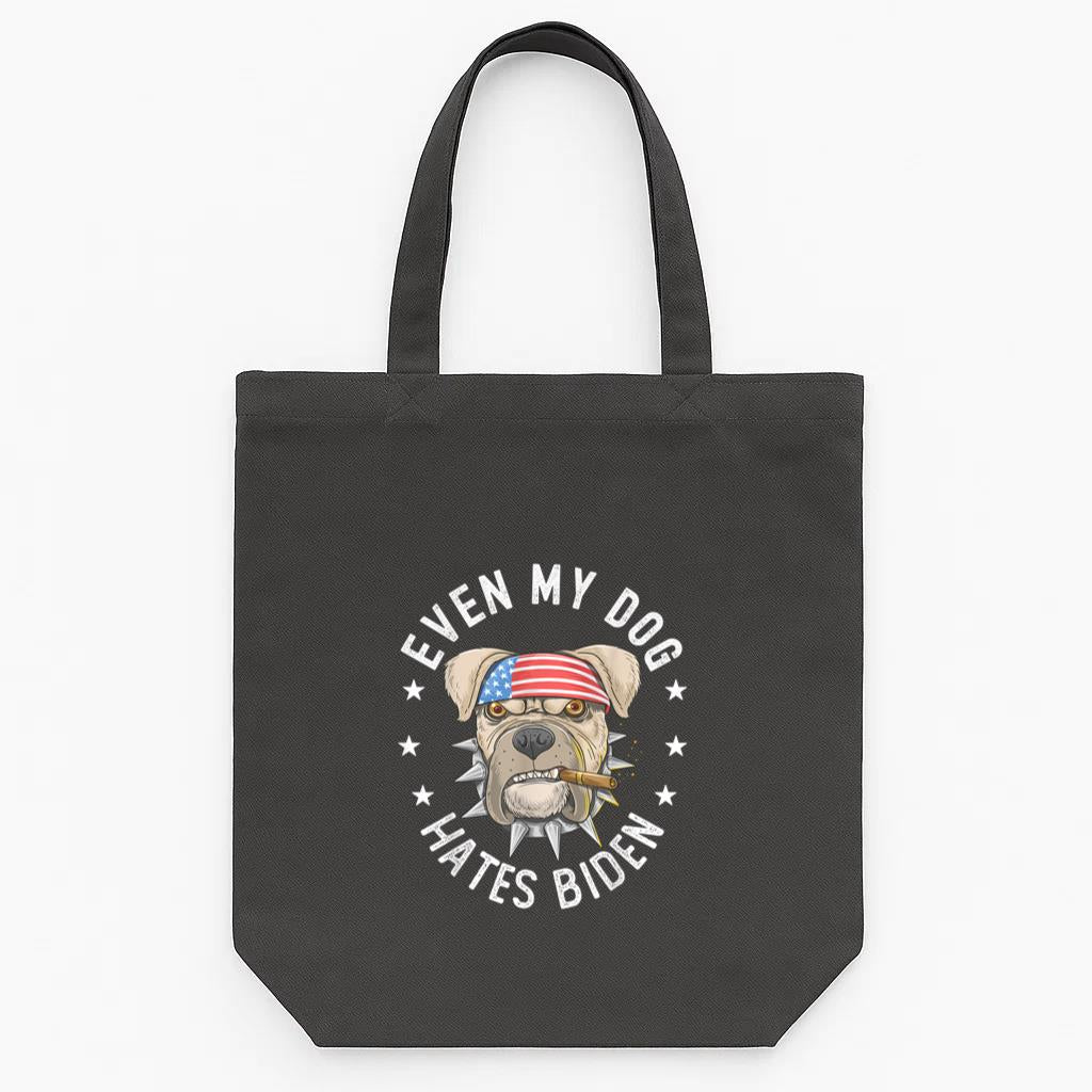 Even My Dog Hates Biden Pit Bull Dog Tote Canvas Bag image 0