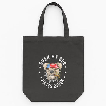Even My Dog Hates Biden Pit Bull Dog Tote Canvas Bag image 0