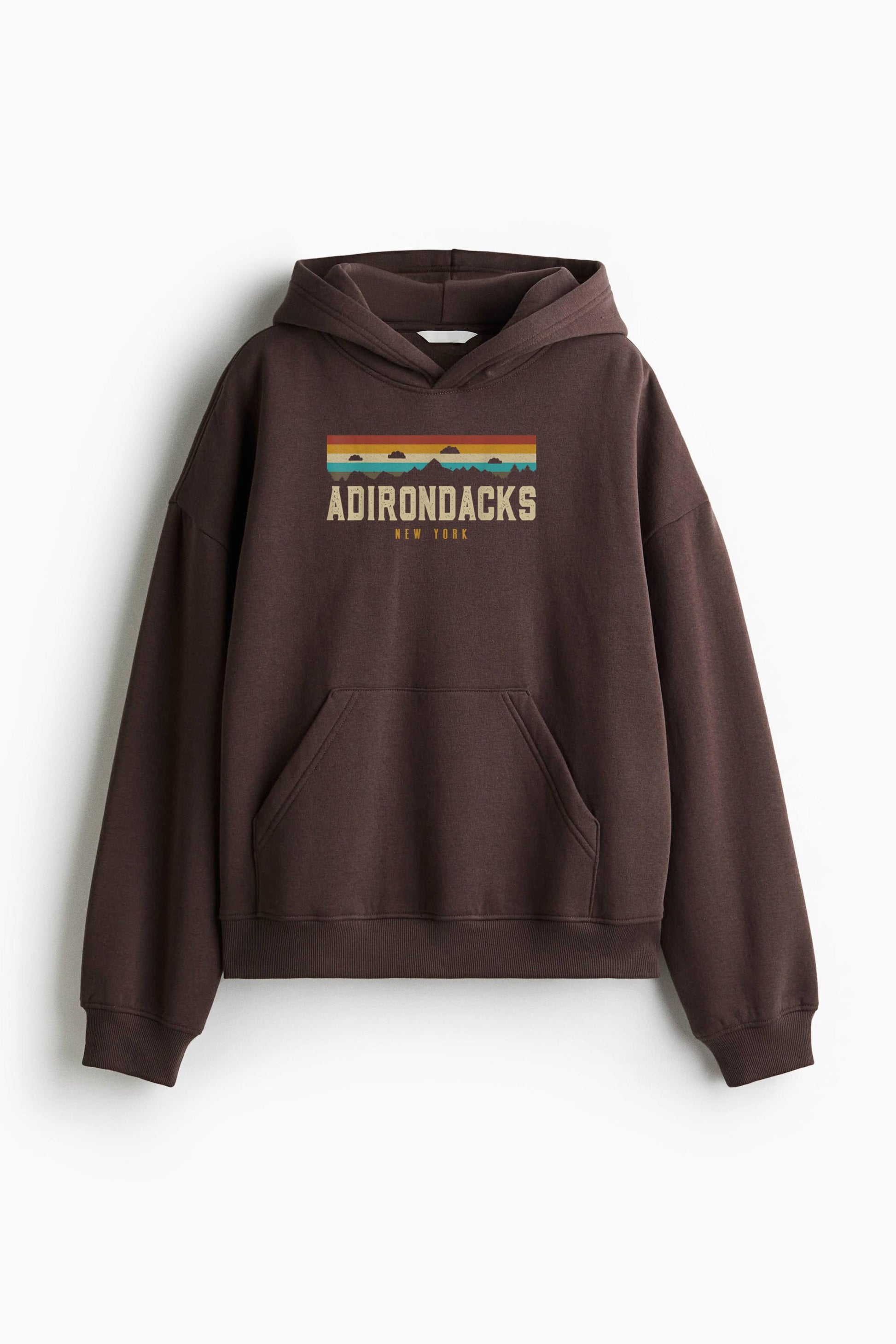 Adirondacks Vintage Mountains Hiking Camping Loose-Fit Printed Hoodie image 1